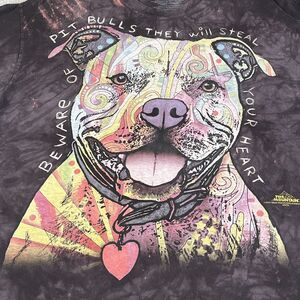 The Mountain T-shirt Adult XL Black Tie-Dye Dog Dean Russo Pit Bull Love Rescue